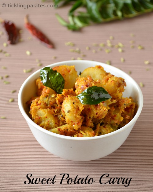 Sweet Potato Curry | ticklingpalates.com Chakkaravalli Kilangu Poriyal