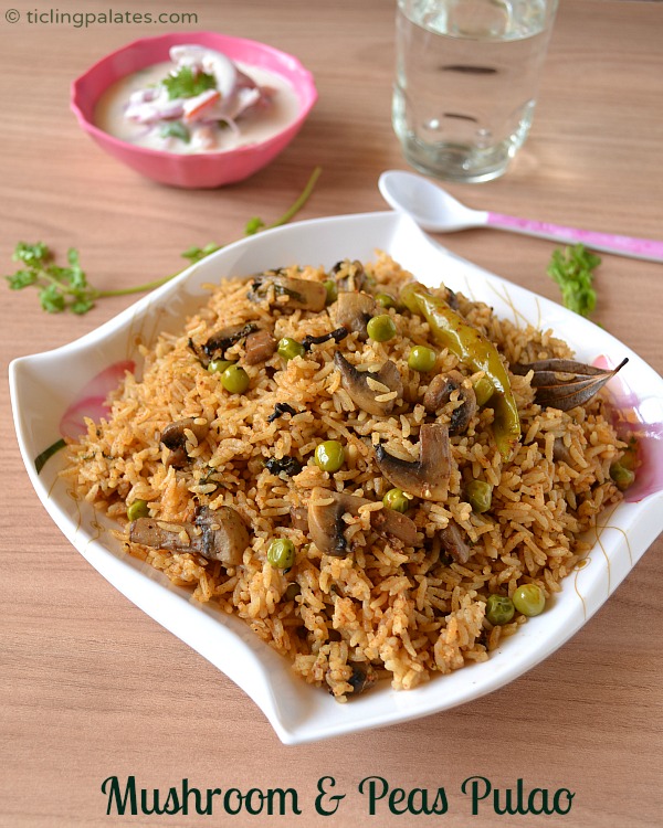 Mushroom Peas Pulao Recipe Easy Lunch box recipe using mushrooms and peas