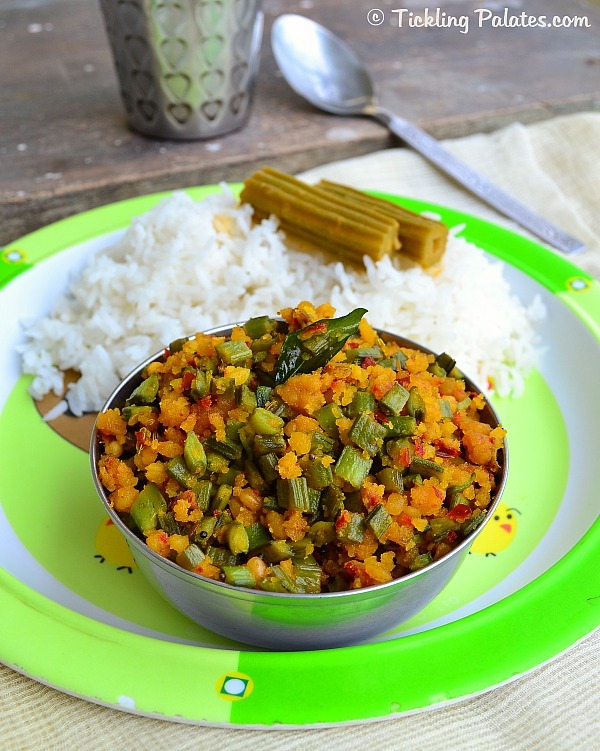 Kothavarangai Poriyal with Dal | Side dish recipes for rice