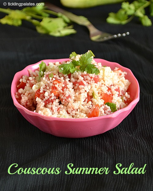 Couscous Summer Salad | ticklingpalates.com Salad with couscous and vegetables