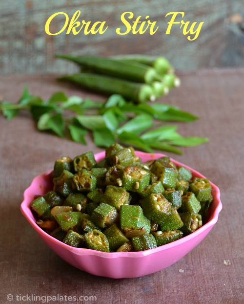 Okra Stir Fry | ticklingpalates.com Bhindi Stir fry