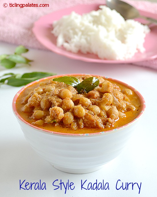 Kerala Style Kadala Curry Garbanzo Beans Cooked in Coconut Gravy