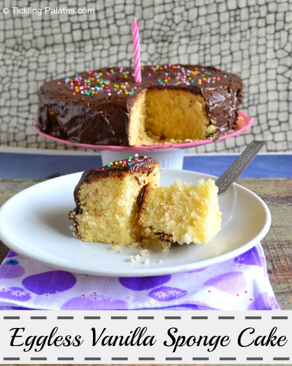 Eggless Birthday Cake with Frosting