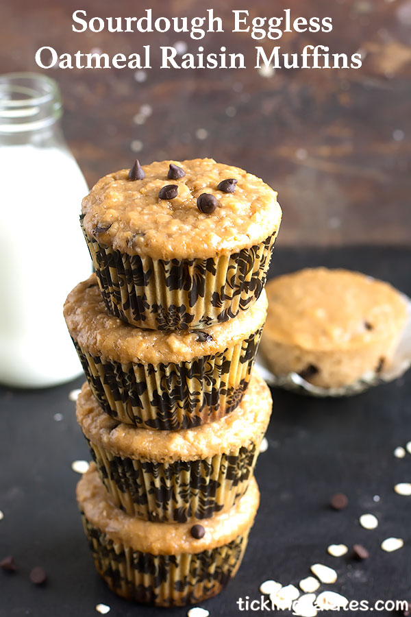 sourdough eggless oatmeal raisin muffins